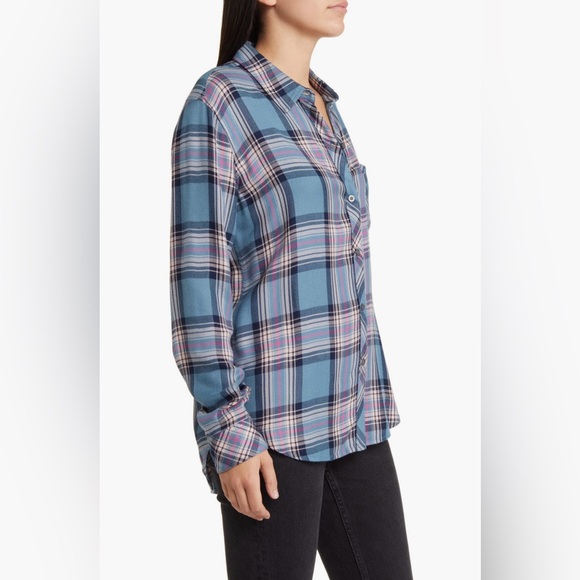 NWOT Rails Hunter Shirt In Blue Jasper Blush Size S $178 - Picture 4 of 10